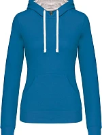 Kariban K 465 Dámska mikina s kontrastnou kapucňou 20.K465 tropical blue/white