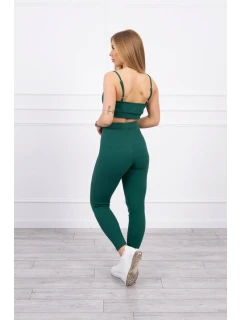 Súprava s blúzkou s rebrovaním zelená