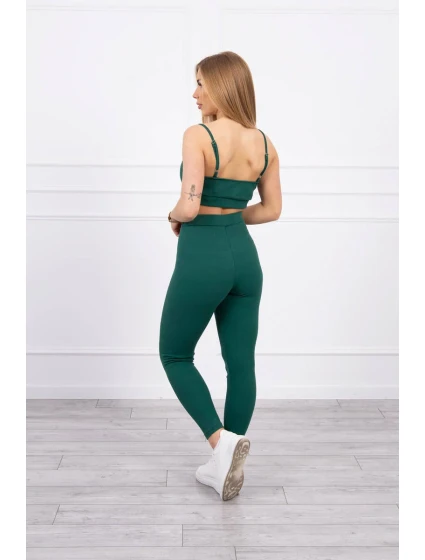 Súprava s blúzkou s rebrovaním zelená