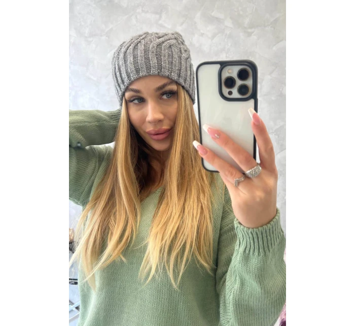 Fleecová čepice Paulina model 18750167 tmavě šedá - K-Fashion Fleecová čepice Paulina model 18750167 tmavě šedá - K-Fashion