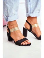 Sandały Damskie Na Słupku Zamszowe Czarne Enjoy Sandały Damskie Na Słupku Zamszowe Czarne Enjoy