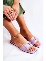 Dámské klasické kožené pantofle s zdobením fialový model 21591202 - Boto Dámské klasické kožené pantofle s zdobením fialový model 21591202 - Boto