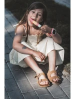 Sandałki Dziecięce Na Korkowej Platformie Zapinane Na Rzep Camel Rorria