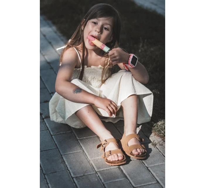 Sandałki Dziecięce Na Korkowej Platformie Zapinane Na Rzep Camel Rorria