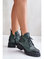 Dámské Kožené Kotníkové Boty S Svrškem Zateplené Tmavě Zelené model 21673818 - Zazoo