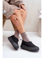 Śniegowce Damskie Na Platformie Z Niską Cholewką Czarne Izamine