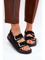 Sandały Damskie Z Klamrami Czarne Seladith Sandały Damskie Z Klamrami Czarne Seladith
