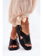 Lakierowane Sandały Damskie Na Koturnie Z Eko Skóry Czarne Quilara Lakierowane Sandały Damskie Na Koturnie Z Eko Skóry Czarne Quilara