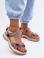Kožené dámske sandále v športovom štýle McKeylor 95414 Beige-pink