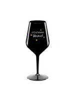 VYCHUTNÁVÁM SI VÁNOCE - černá nerozbitná sklenice na víno 470 ml