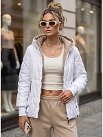 Dámska prešívaná prechodná bunda s kapucňou, biela, FashionStreet TY5781