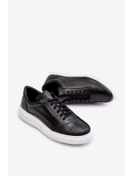 Męskie Buty Sportowe Skórzane Zazoo 1544 Czarne