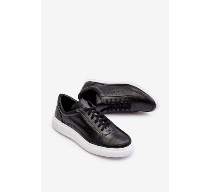 Męskie Buty Sportowe Skórzane Zazoo 1544 Czarne