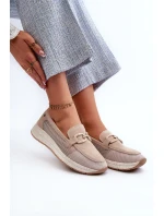 Damskie Zamszowe Mokasyny D&A TW210 Beżowe