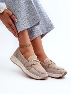 Damskie Zamszowe Mokasyny D&A TW210 Beżowe