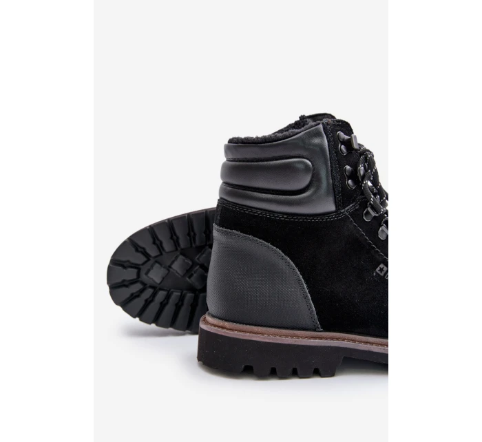 Zamszowe Ocieplane Botki Trapery Męskie Big Star OO174643 Hi-Poly System Czarne