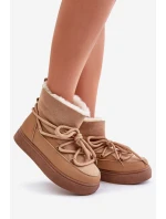 Śniegowce Damskie Na Platformie Ocieplane Futerkiem Camel Aziara Śniegowce Damskie Na Platformie Ocieplane Futerkiem Camel Aziara