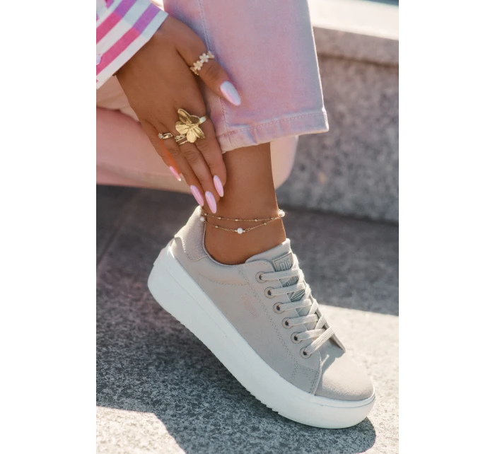 Materiałowe Trampki Damskie Na Platformie Big Star RR274465 Beżowe Materiałowe Trampki Damskie Na Platformie Big Star RR274465 Beżowe