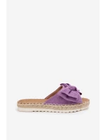 Klapki Damskie Na Platformie Z Plecionką I Kokardką Fioletowe Alpireda Klapki Damskie Na Platformie Z Plecionką I Kokardką Fioletowe Alpireda
