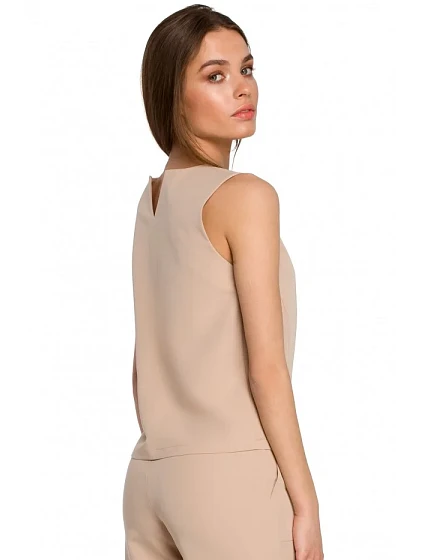 model 15205480 Halenka bez rukávů béžová - STYLOVE model 15205480 Halenka bez rukávů béžová - STYLOVE