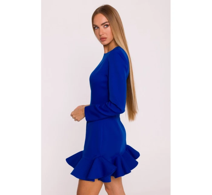 model 21296141 Šaty s volánkovým lemem královská modř - Moe
