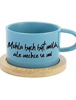 MOHOL BY som byť milý, ale nechcem - modrý hrnček s makrónkou 200 ml