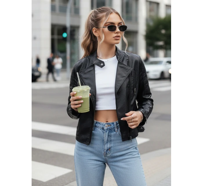 Dámská kožená bunda black Dstreet model 21974141 - FashionStreet