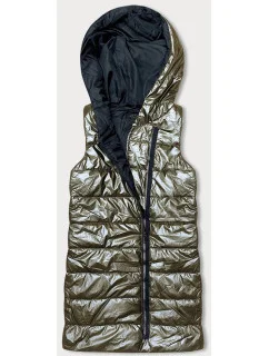 Zlatá dámska vesta s asymetrickým zipsom (16M9117-403)