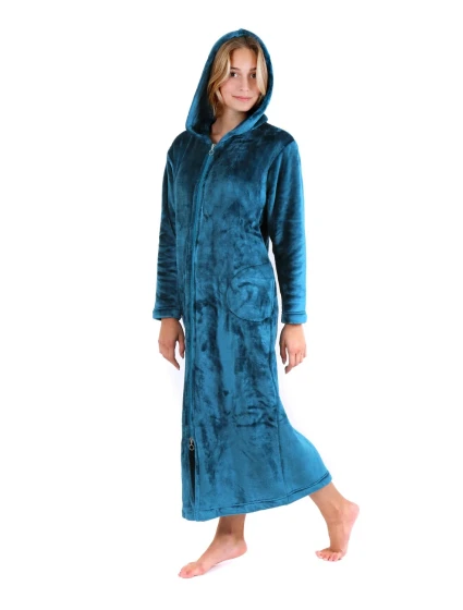 Dámsky župan Siena s kapucňou na zips 3656 Petrol - Vestis