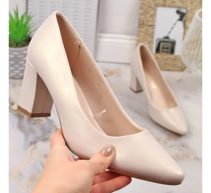 Sergio Leone W SK403C béžové perlové lodičky na podpätku Sergio Leone W SK403C béžové perlové lodičky na podpätku