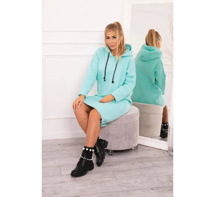 Šaty s kapucí a bočním rozparkem mint Šaty s kapucí a bočním rozparkem mint