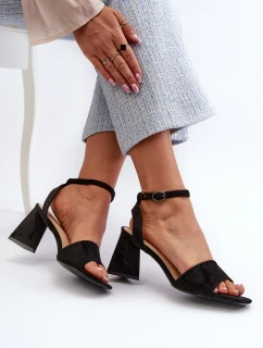 Sandały Damskie Na Obcasie Z Eko Zamszu Vinceza 17328 Czarne