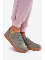Zamszowe Niskie Sneakersy Damskie Zielone Paliana