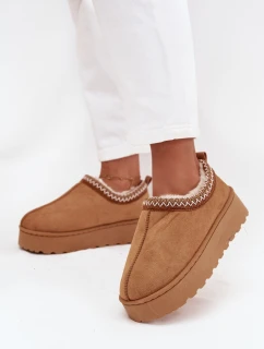 Śniegowce Niskie Damskie Z Haftem Na Platformie Camel Taliah