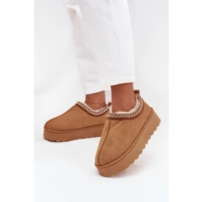 Nízké dámské sněhule s výšivkou na platformě Camel model 21711305 - Boto Nízké dámské sněhule s výšivkou na platformě Camel model 21711305 - Boto