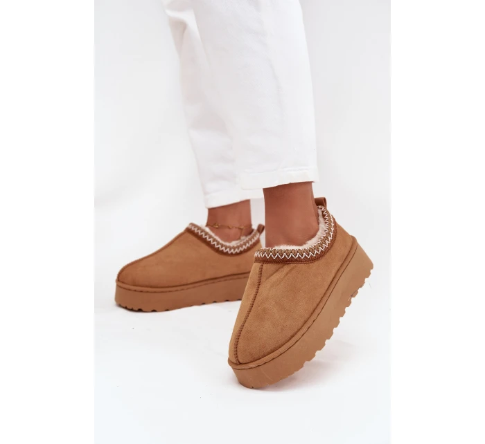 Nízké dámské sněhule s výšivkou na platformě Camel model 21711305 - Boto