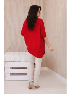 Oversized halenka s přívěskem červený