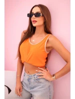 Dámská halenka na ramínka s ozdobným lemem tmavě oranžová