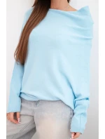 Dámsky asymetrický viskózový sveter batwing modrý Dámsky asymetrický viskózový sveter batwing modrý
