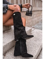 Kozaki Eko Zamszowe Obcas Słupek Na Zamek Ocieplane Wywinięta Cholewka Beżowe Evyra