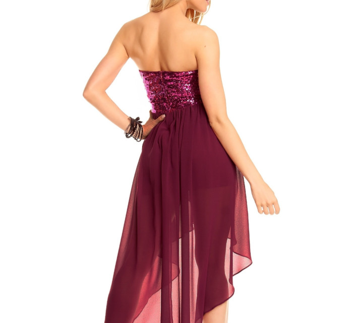 Dámské společenské šaty model 15042381 s asymetrickou sukní fialové Fialová - Mayaadi