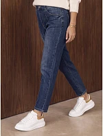 Dámske džínsy slim fit s vysokým pásom, tmavomodré, FashionStreet UY3203