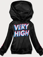 Čierna dámska tepláková mikina s potlačou (26012)