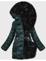 Zelená obojstranná dámska bunda - kožuch (b8053-10)