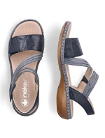 Dámske kožené sandále na suchý zips tmavomodré Rieker 65964-12 Dámske kožené sandále na suchý zips tmavomodré Rieker 65964-12