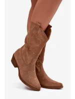 Dámské boty kovbojky na podpatku zateplené béžové model 21772330 - Boto