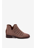 Dámske perforované členkové topánky na nízkom podpätku Vinceza 58626 dark beige Dámske perforované členkové topánky na nízkom podpätku Vinceza 58626 dark beige