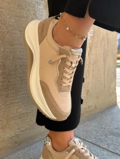 Dámske semišové tenisky na platforme Big Star HI-POLY SYSTEM - tmavo béžové