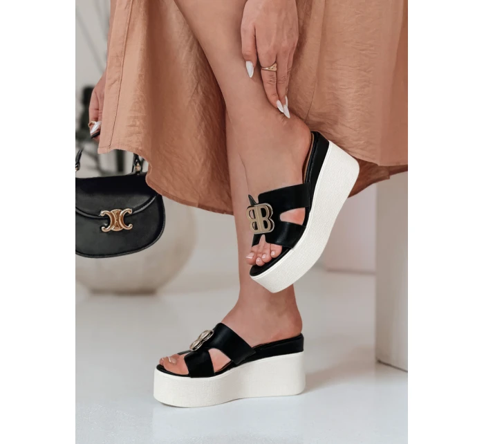 PLATSIMA dámske žabky na platforme čierne FashionStreet ZY0757