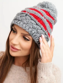 Dámská zimní čepice z vlny s krystaly model 21750436 grafitová - K-Fashion